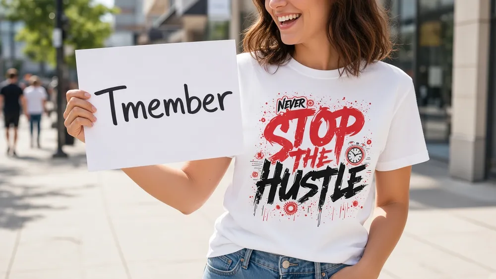Sample entry: member outdoors in a Tmember tee holding a handwritten Tmember sign
