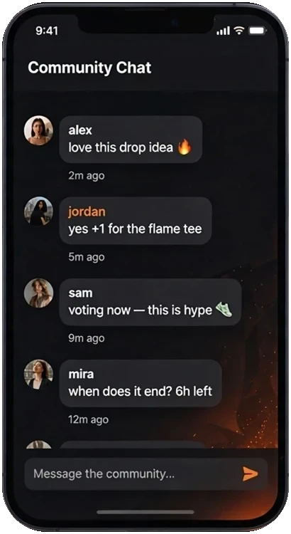 Phone showing the Tmember community chat